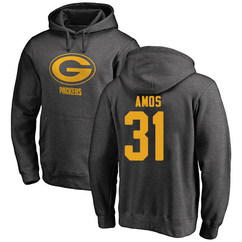 Men Green Bay Packers Ash #31 Amos Adrian One Color Nike NFL Pullover Hoodie Sweatshirts->nfl t-shirts->Sports Accessory